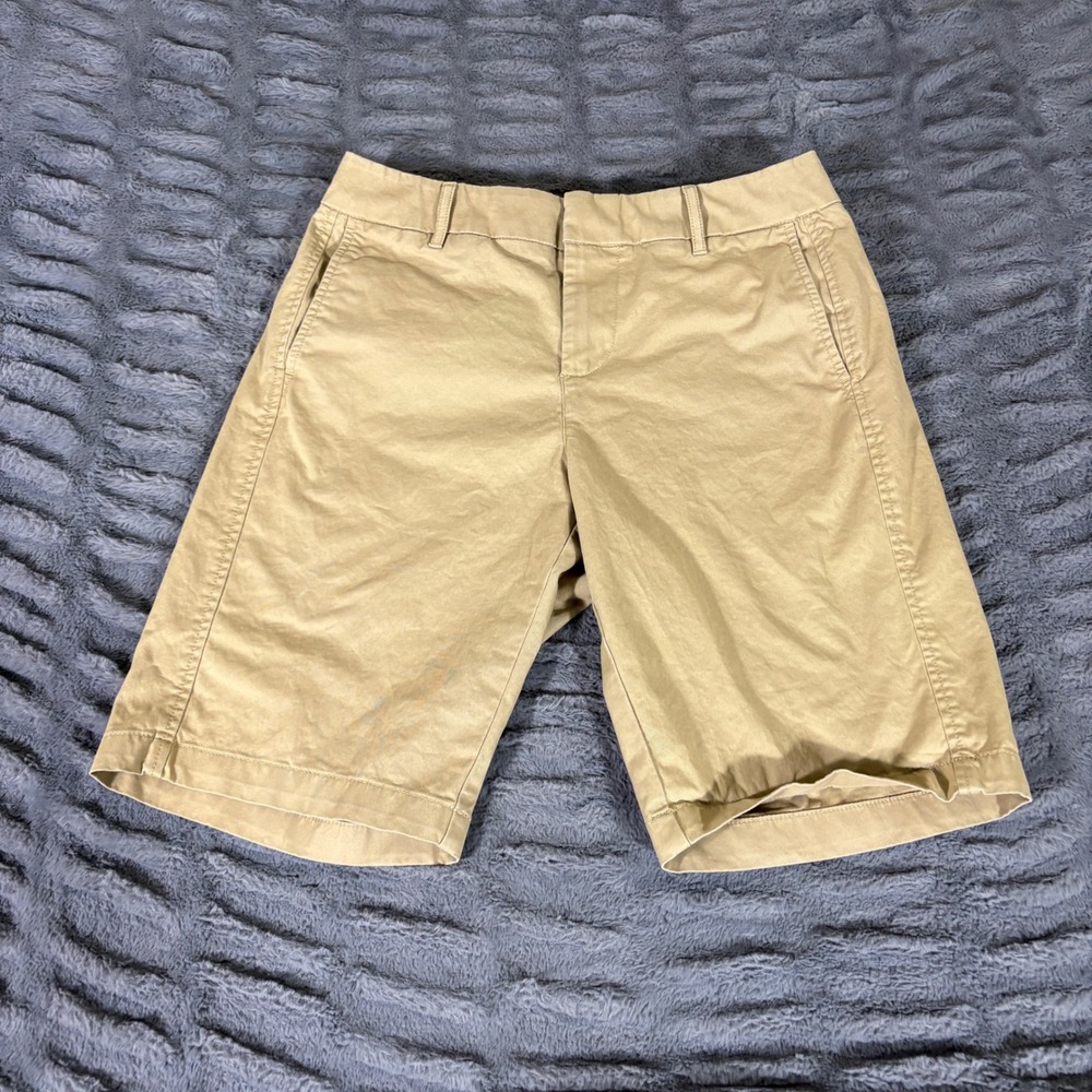 Quince Womens Organic Cotton Stretch Chino Shorts Khaki Tan Size 6 9 Inch Inseam